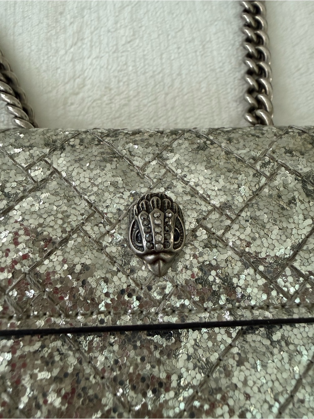 Kurt Geiger London Micro Kensington Bag silver glitter silver eagle head - Picture 3 of 5
